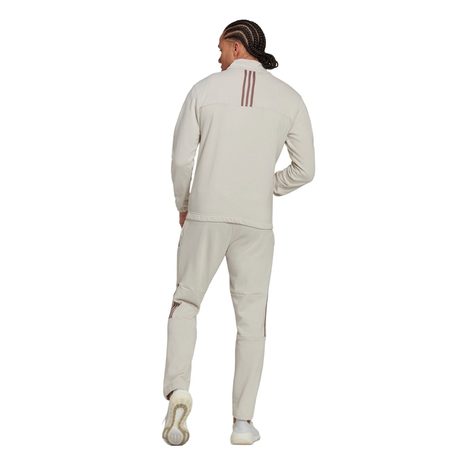 adidas 1/4 Zip Fleece Sweat Tracksuit - Beige - ViaductClothing - -