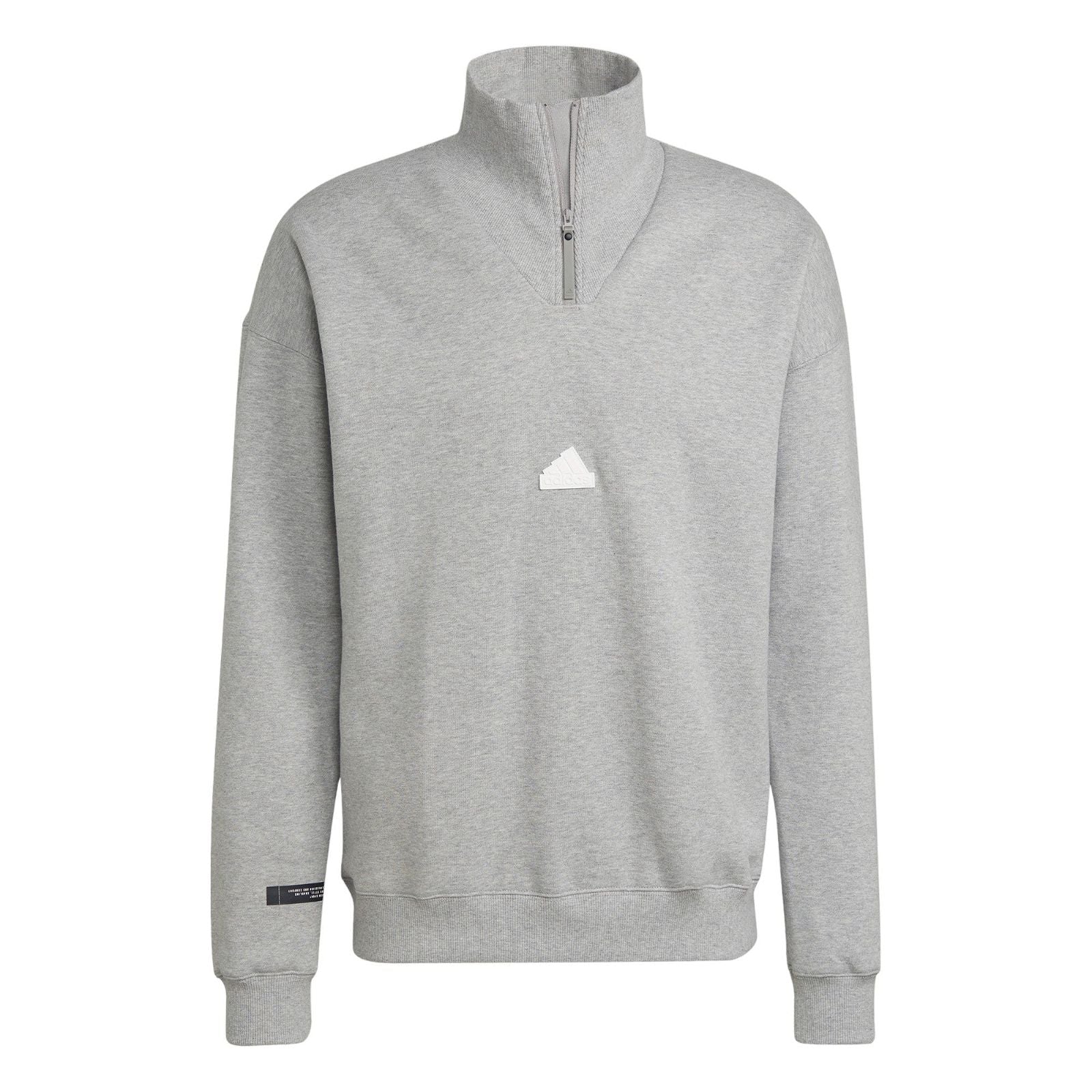 adidas 1/4 Zip Fleece Sweatshirt - Medium Grey Heather - ViaductClothing - -
