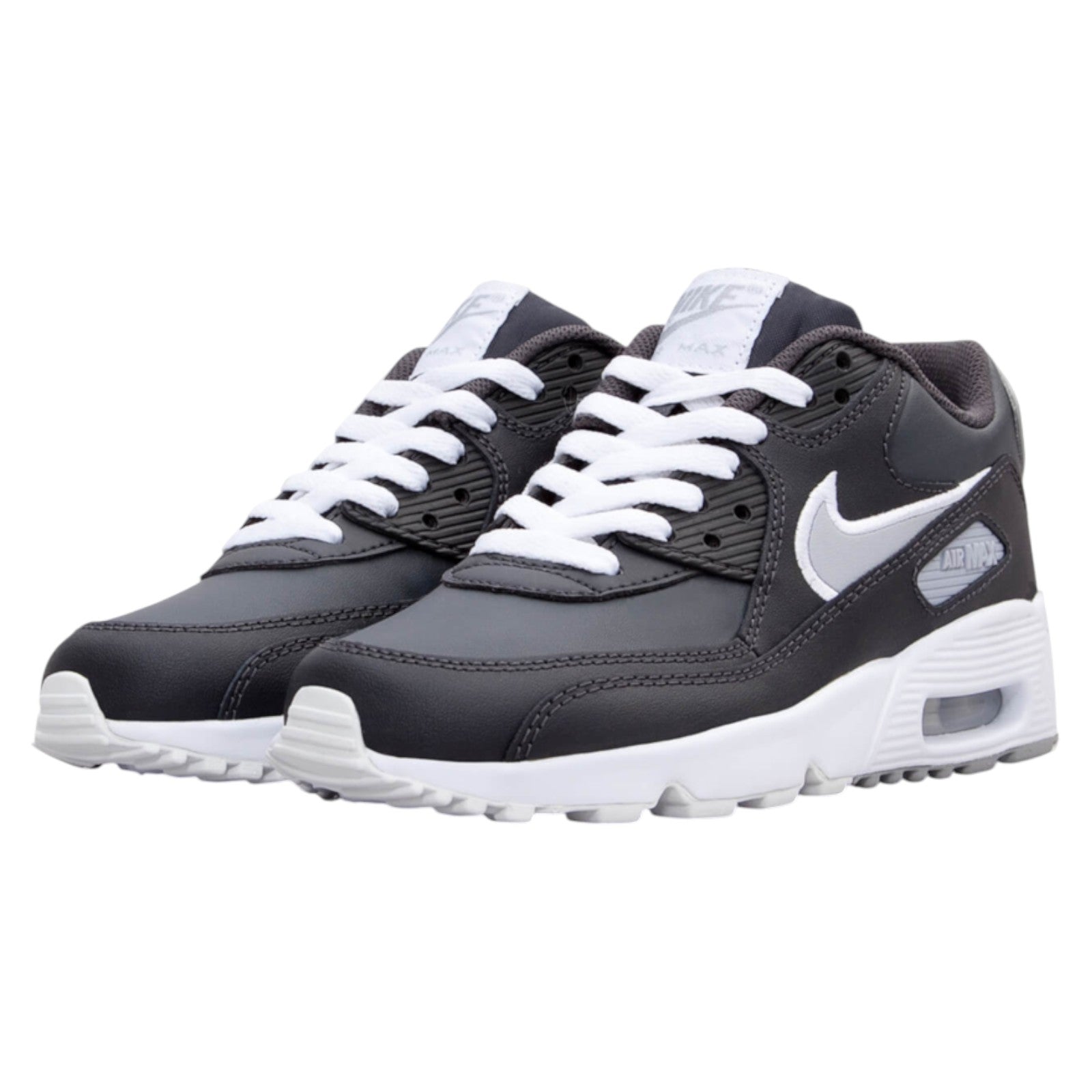 Nike Air Max 90 Leather Trainers (GS) - Grey / White