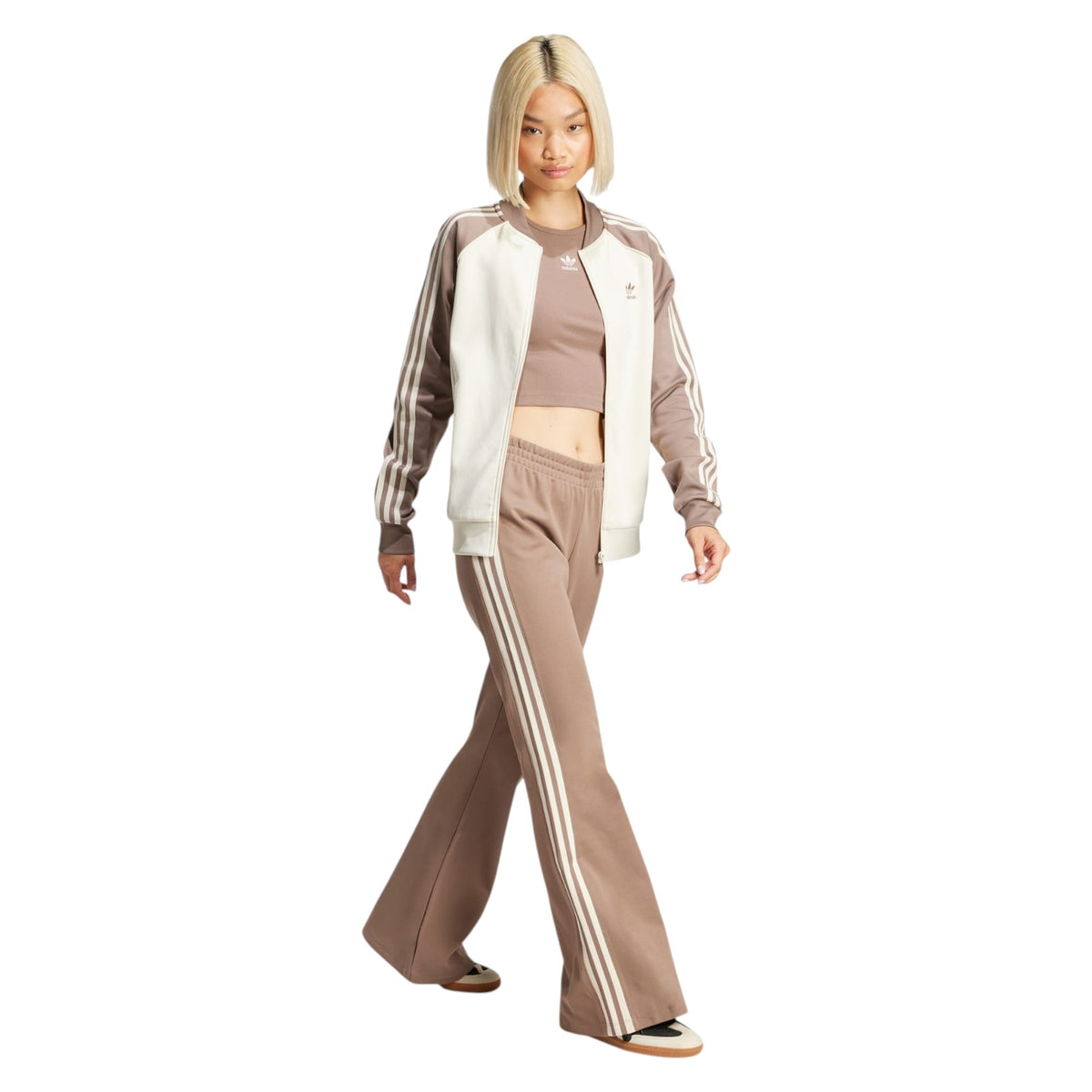 adidas Originals Women's Adicolor 3-Stripes Flared Track Pants - Brown