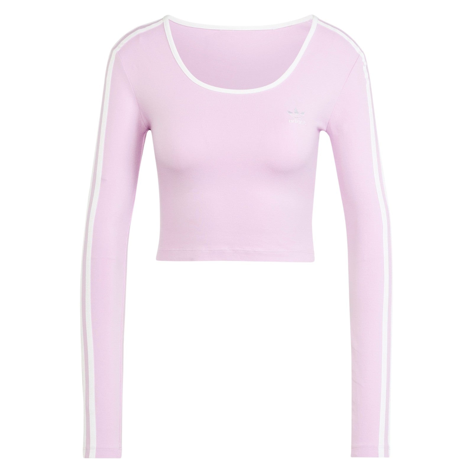 adidas Originals Women's Adicolor 3-Stripes Long Sleeve Crop Long-Sleeve Top - Pink