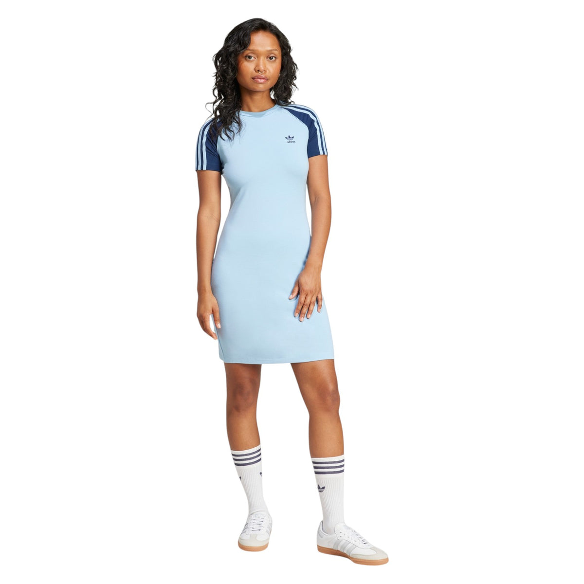 adidas Originals Adicolor 3-Stripes Raglan Short Sleeve Dress - Blue