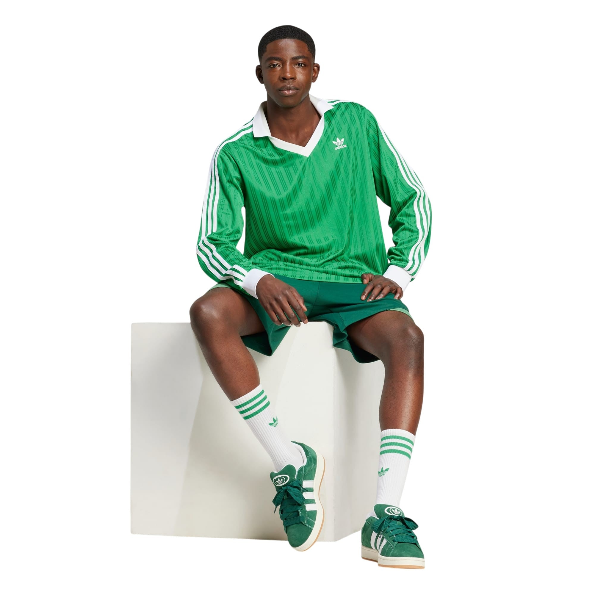 adidas Originals Men's Piqué Long-Sleeve T-Shirt - Green