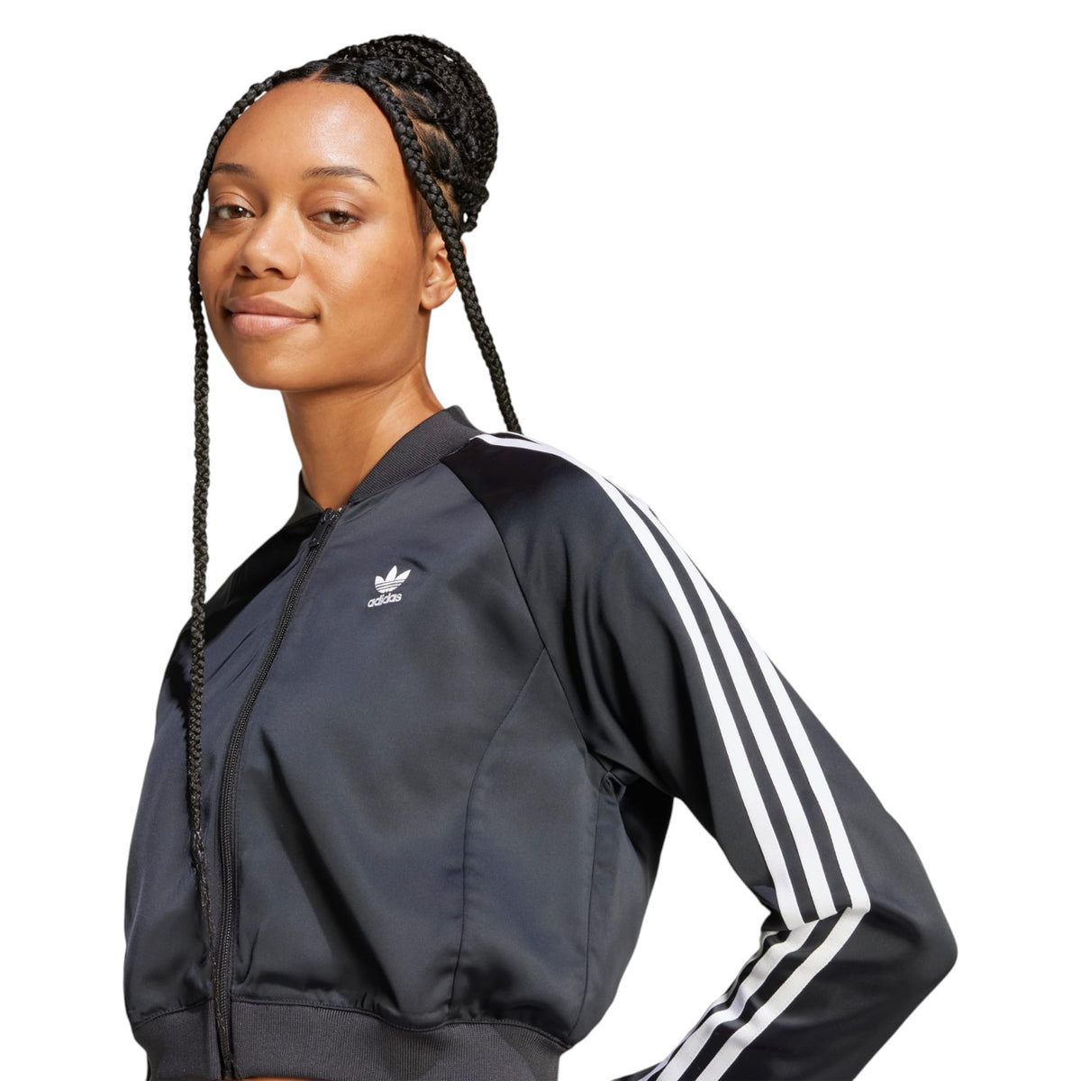 adidas Originals Women's Adicolor Satin Track Top - Black