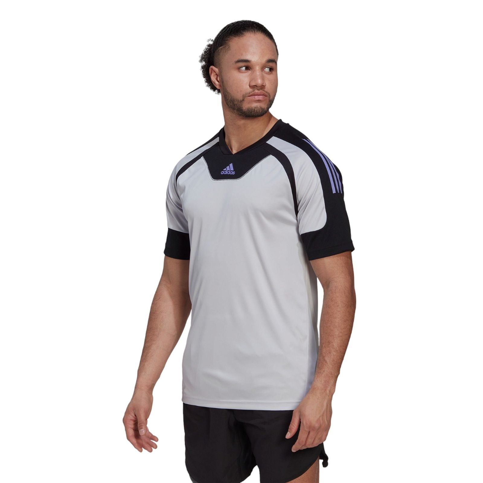 adidas AEROREADY Retro Training Tee - Dash Grey / Black - ViaductClothing - -