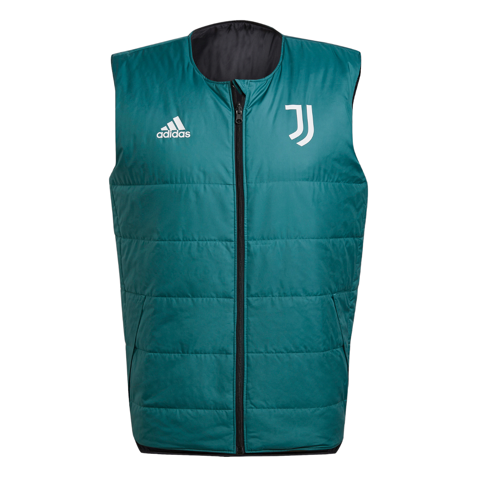 adidas Juventus Condivo 22 Reversible Padded Vest Gilet - Tech Green / Black - ViaductClothing - -
