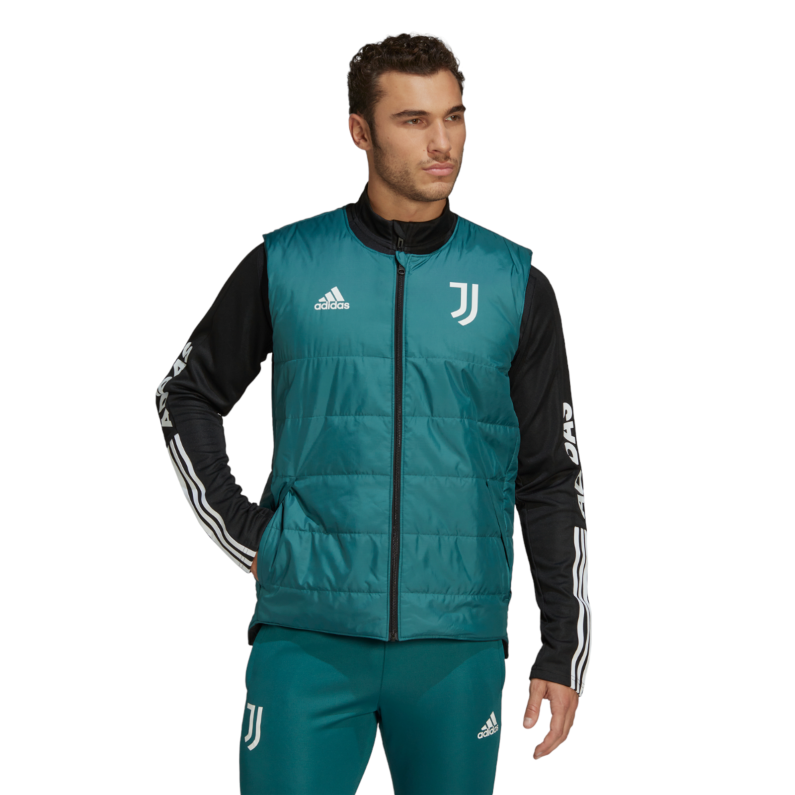 adidas Juventus Condivo 22 Reversible Padded Vest Gilet - Tech Green / Black - ViaductClothing - -