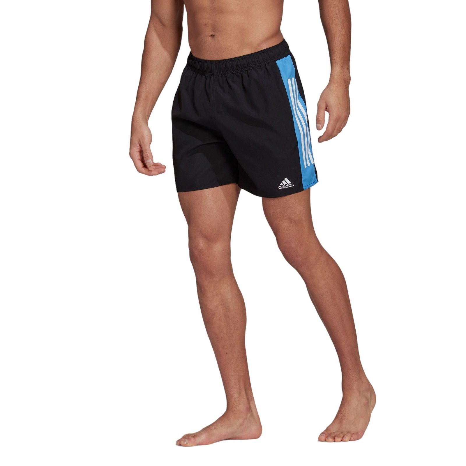 adidas Colorblock 3S Swim Shorts - Black / Blue - ViaductClothing - -