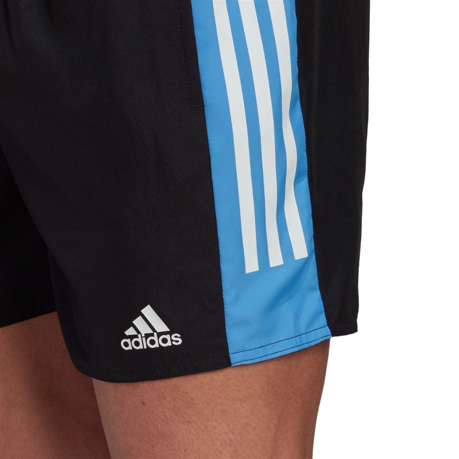 adidas Colorblock 3S Swim Shorts - Black / Blue - ViaductClothing - -