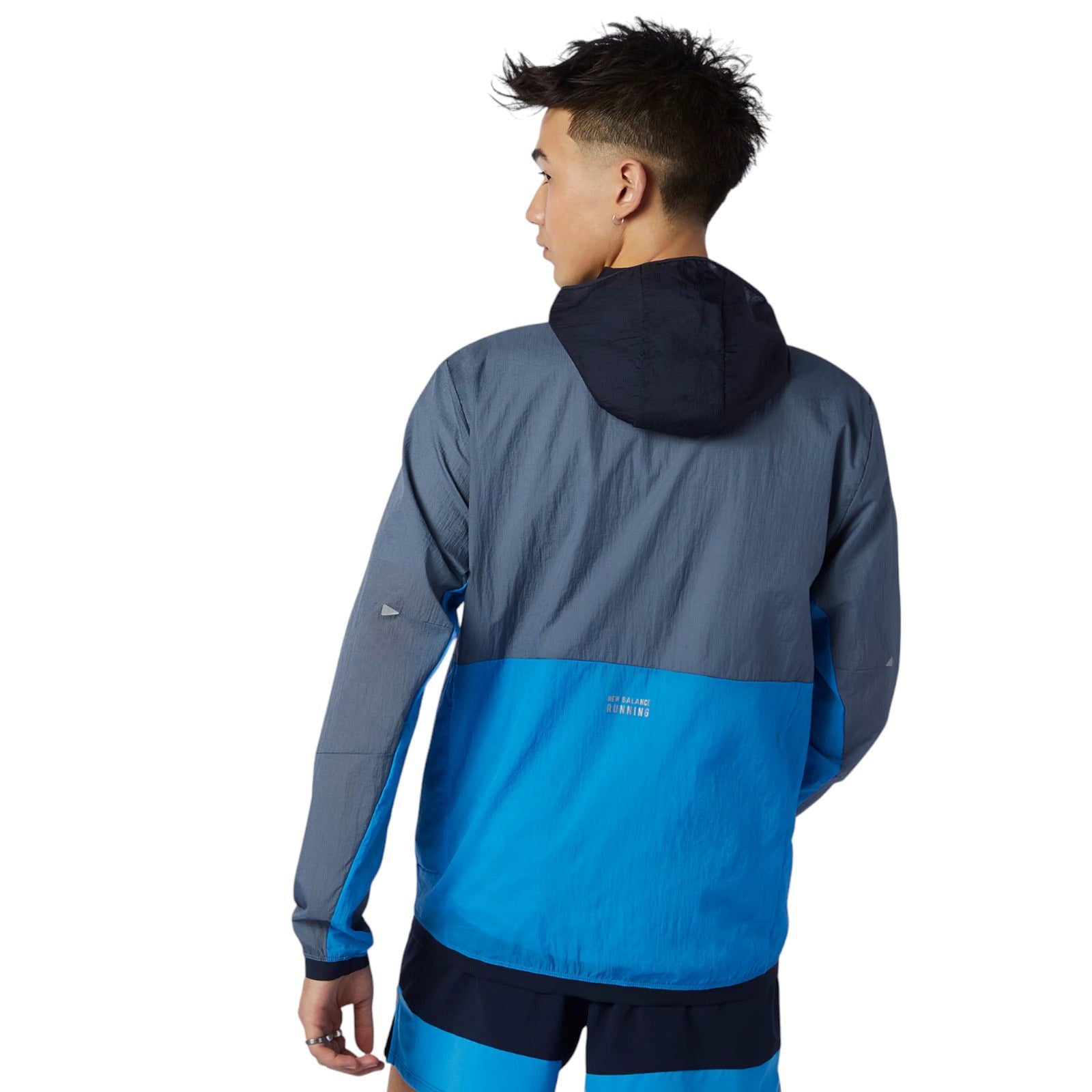 New Balance Men's Printed Impact Run Light Pack Jacket - Grey/Blue - ViaductClothing - -
