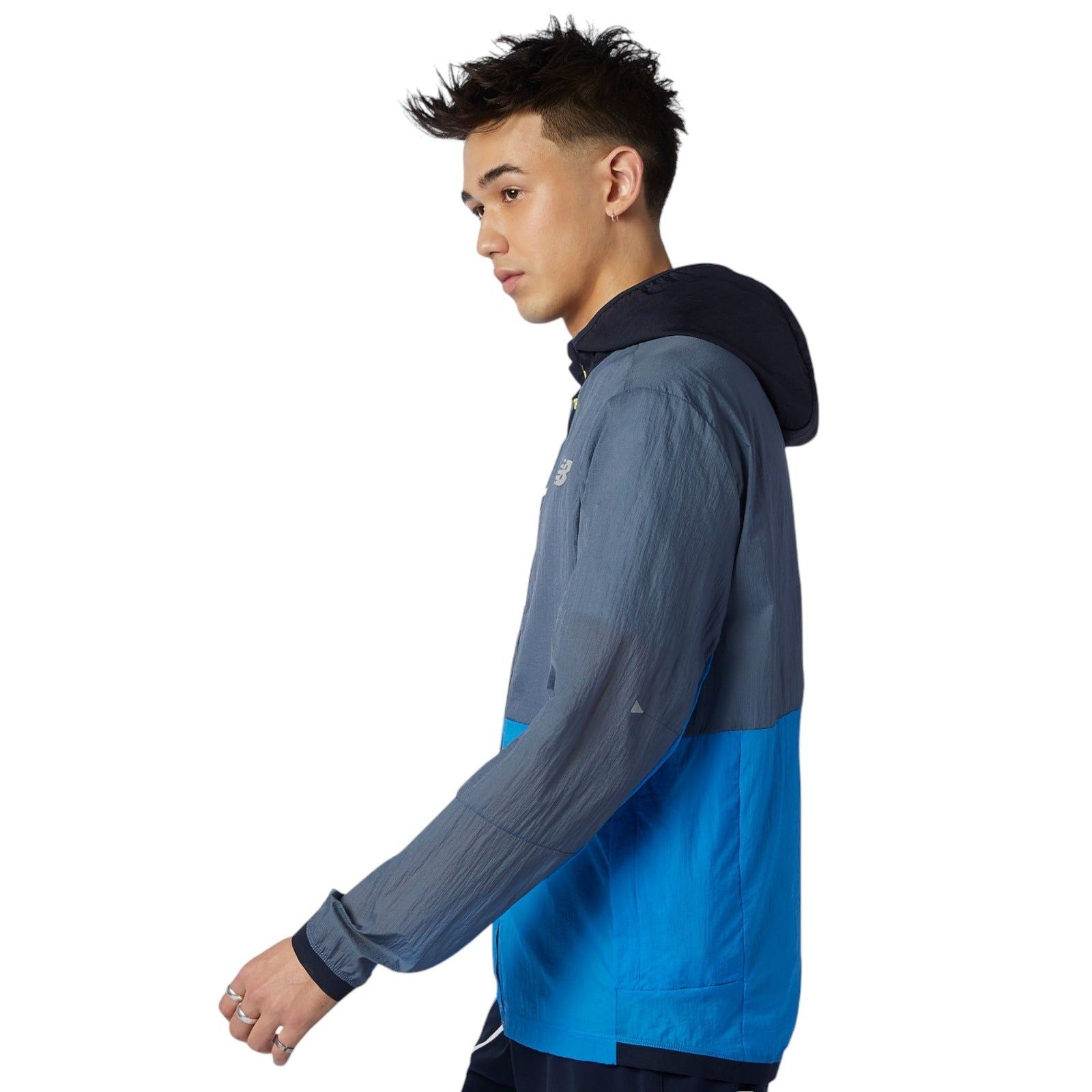New Balance Men's Printed Impact Run Light Pack Jacket - Grey/Blue - ViaductClothing - -