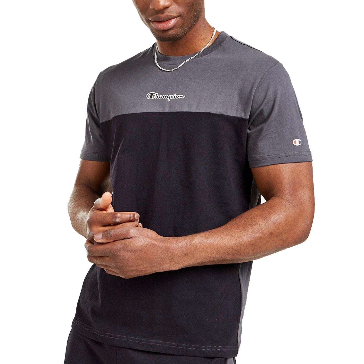 Champion Colour Block T Shirt - Black Grey - ViaductClothing -  -