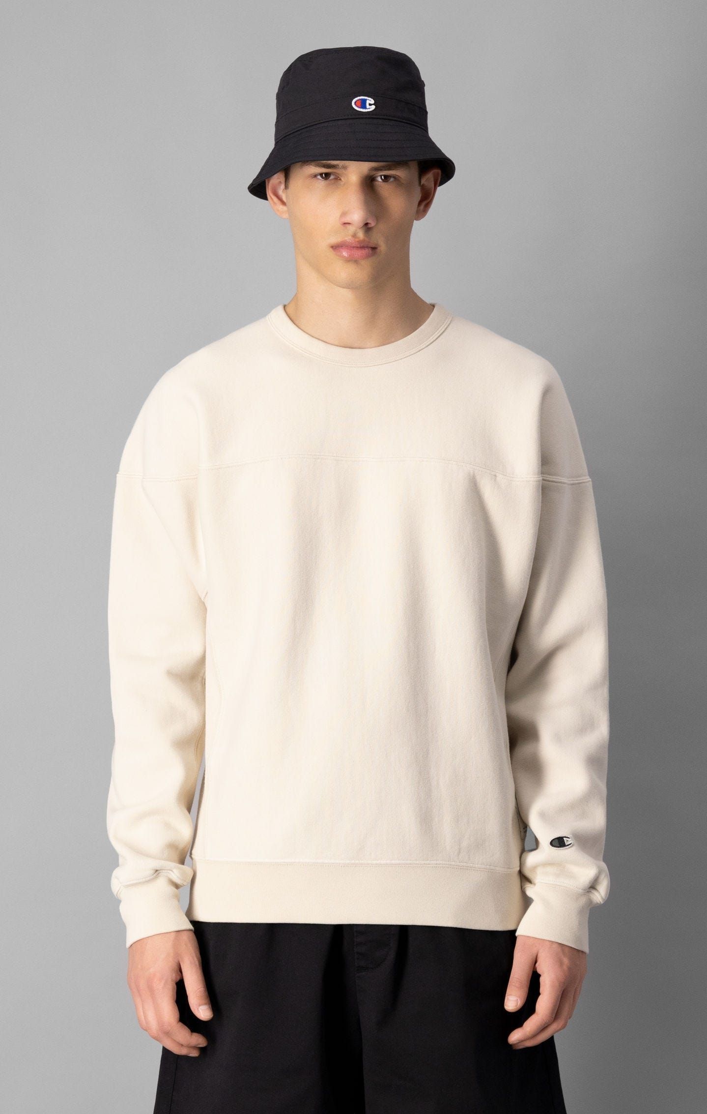 Champion Contemporary Garment Dyed Crew Sweat - Cream - ViaductClothing -  -