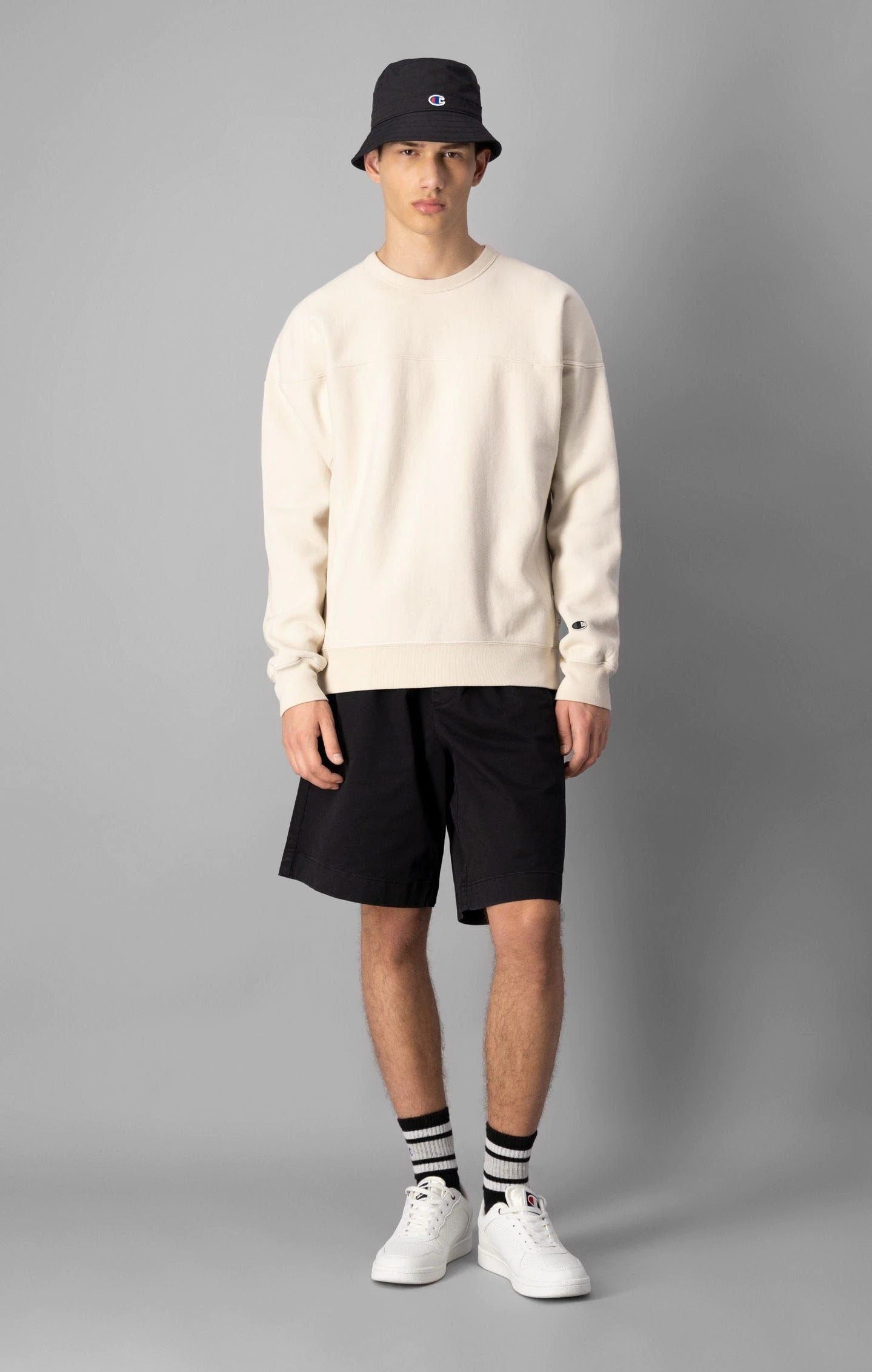 Champion Contemporary Garment Dyed Crew Sweat - Cream - ViaductClothing -  -