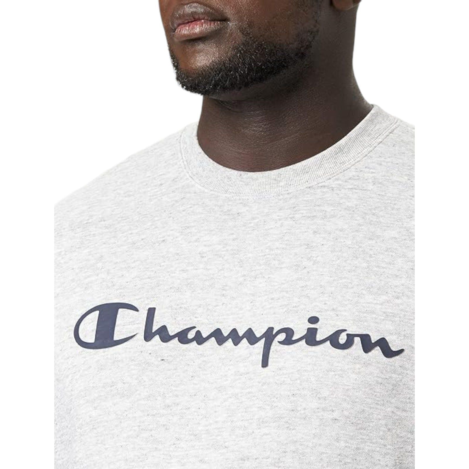Champion Crew Neck Spellout Fleece Sweatshirt - Grey - ViaductClothing -  -
