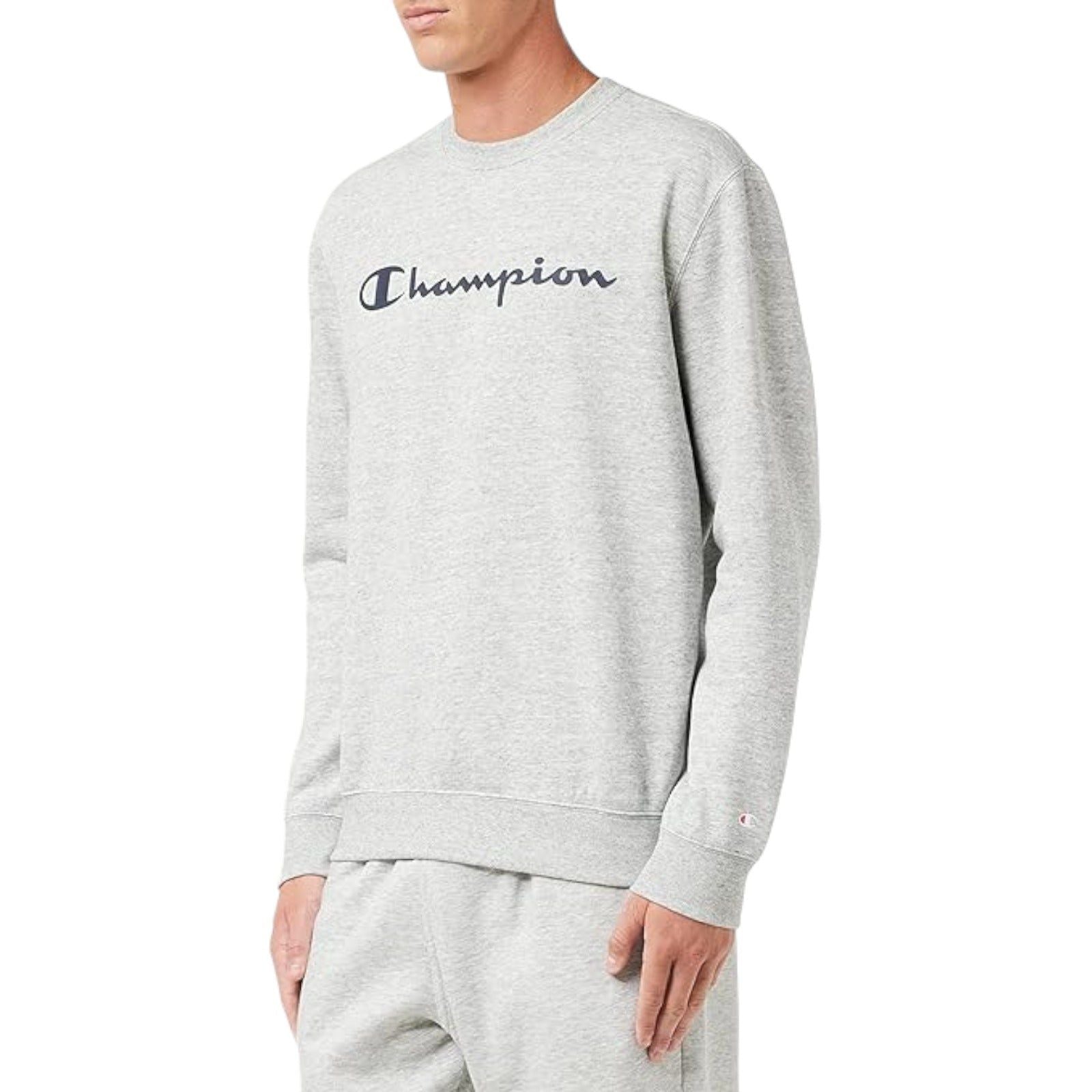 Champion Crew Neck Spellout Fleece Sweatshirt - Grey - ViaductClothing -  -