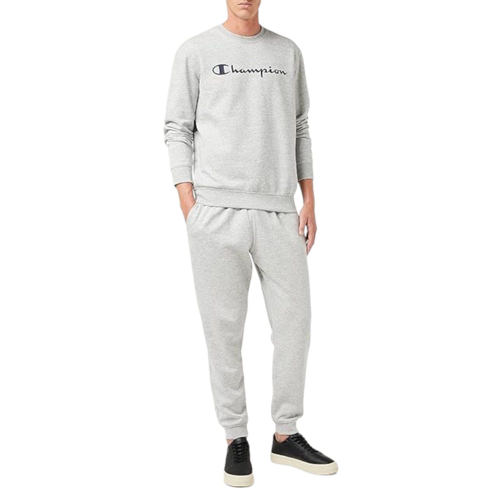 Champion Crew Neck Spellout Fleece Sweatshirt - Grey - ViaductClothing -  -