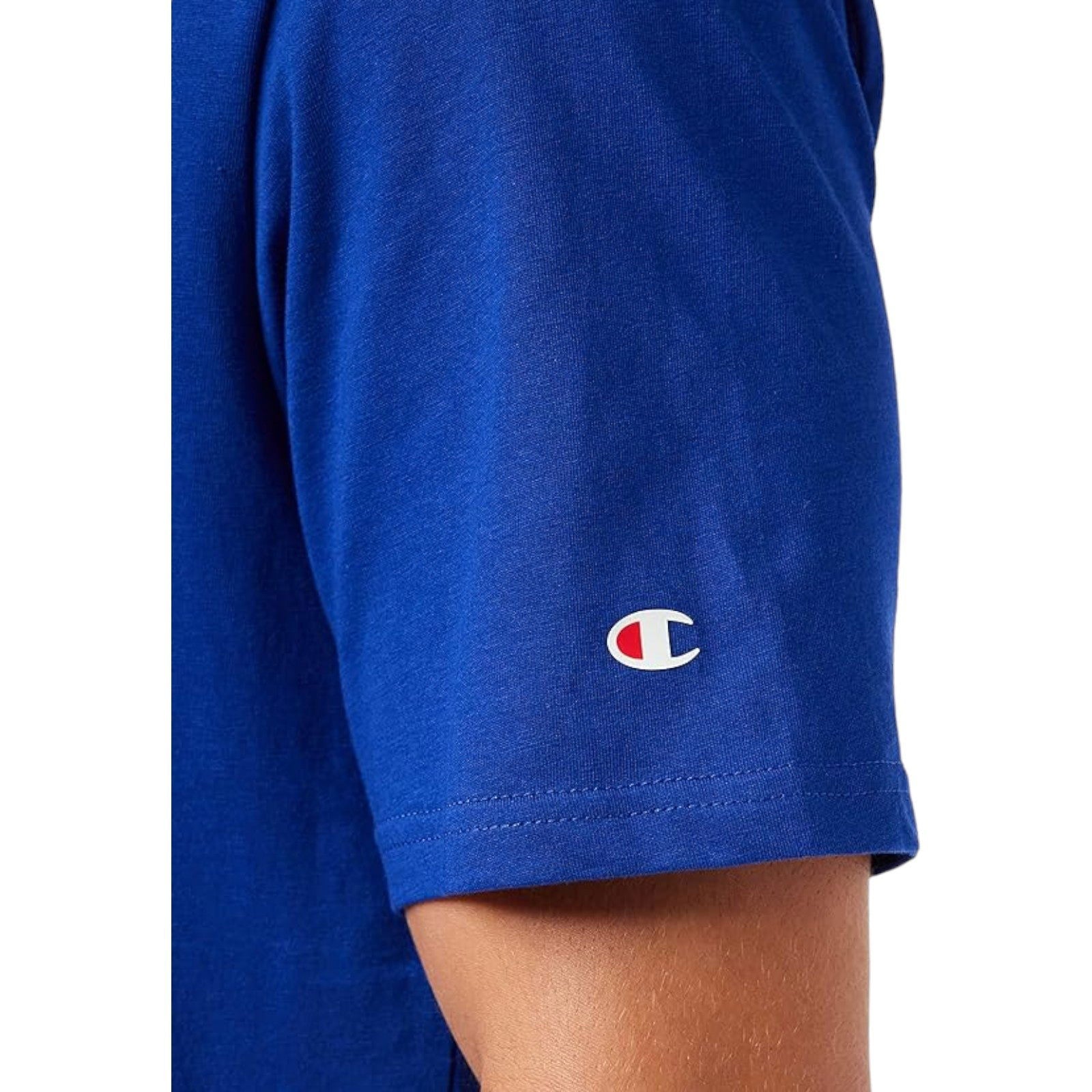 Champion Crew Neck Spellout Graphic T-Shirt - Blue - ViaductClothing -  -