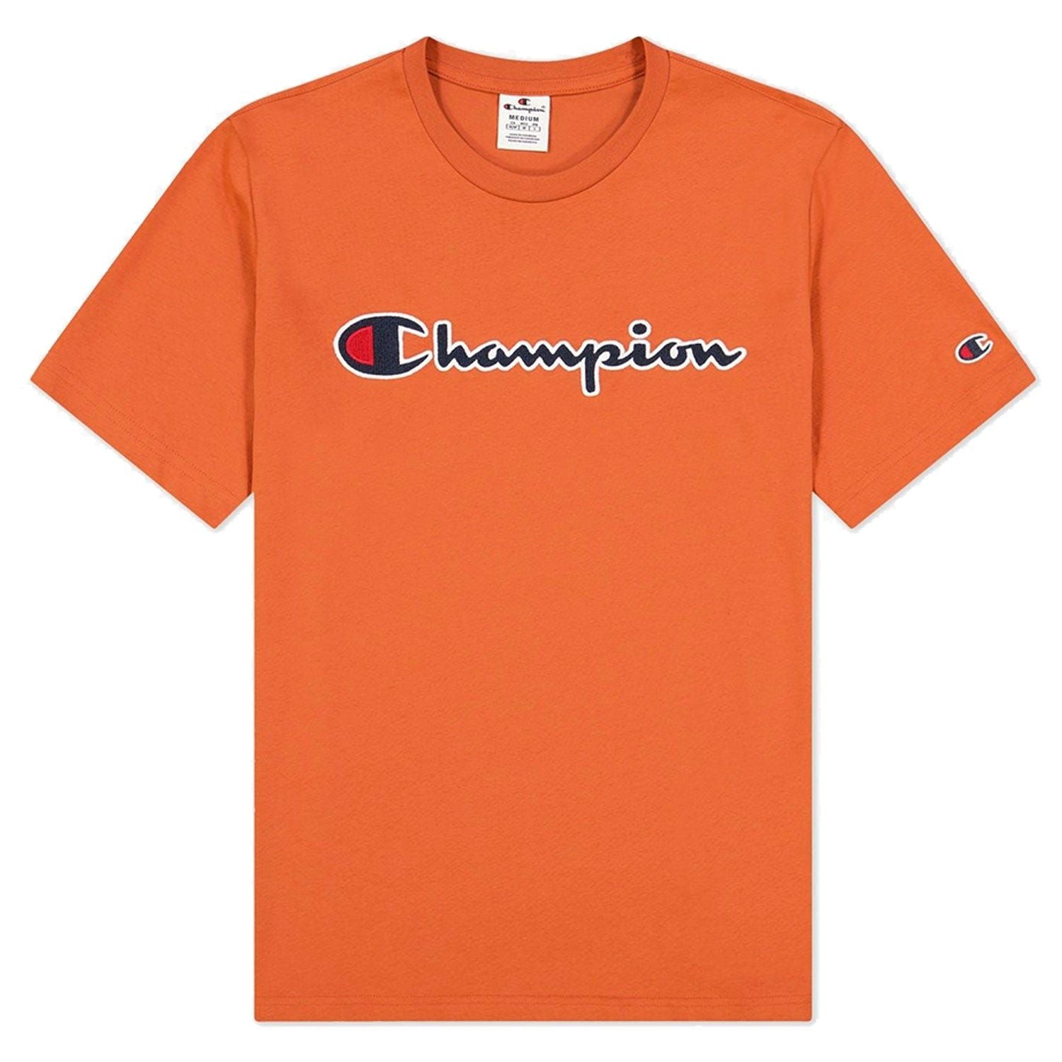 Champion Crewneck Spellout Logo T-Shirt Orange 217814-MS067