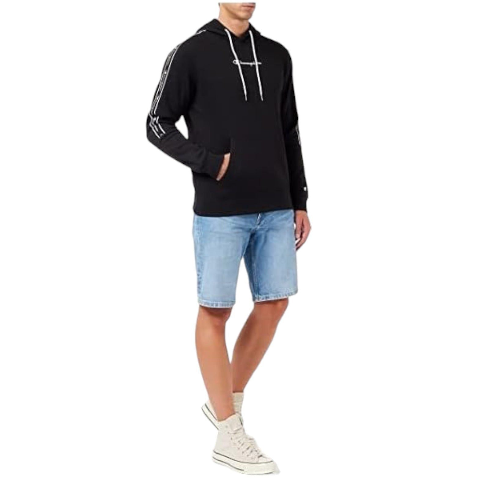 Champion Legacy American Half Tape Hooded Sweatshirt - Black - ViaductClothing -  -