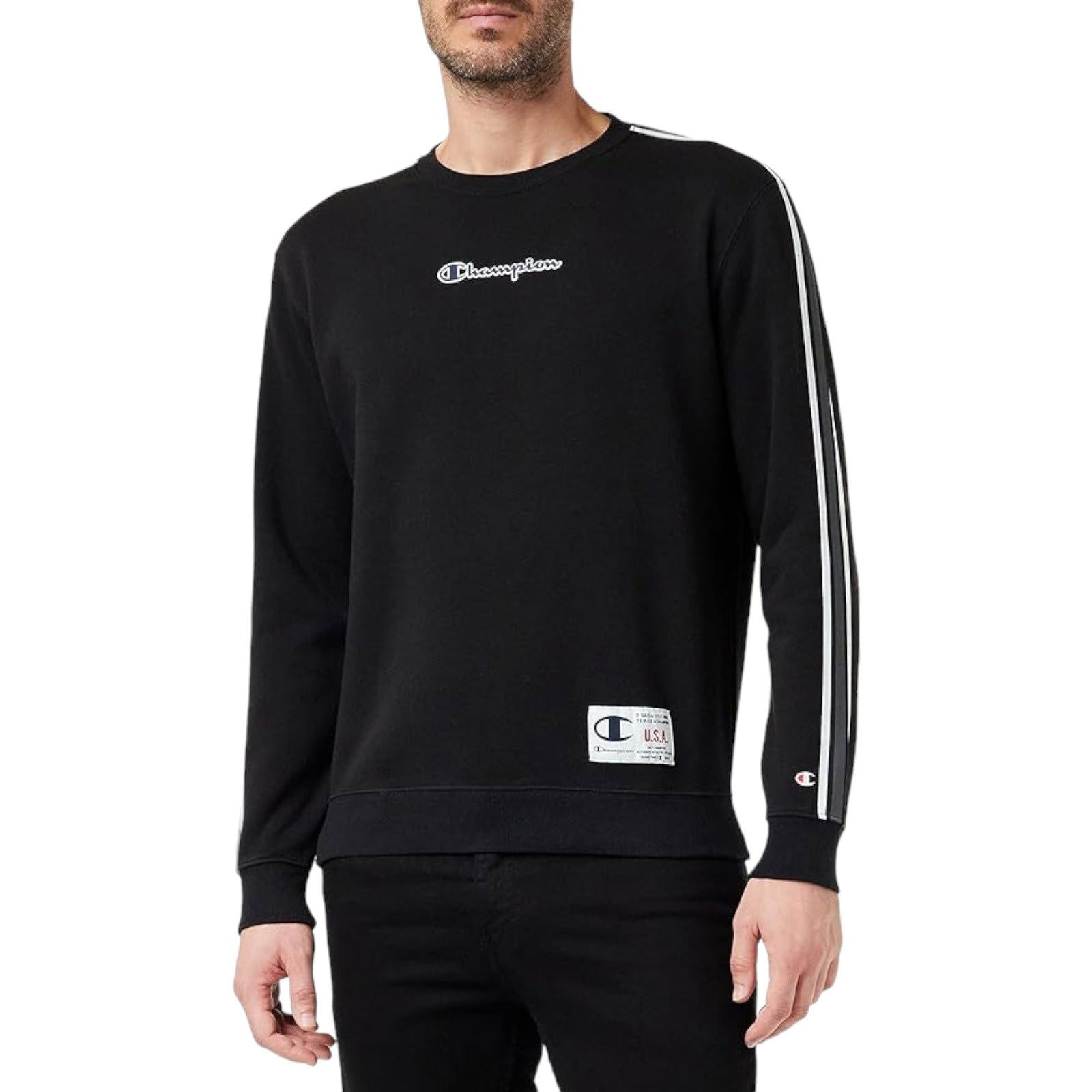 Champion Legacy Contrast Details Fleece Sweatshirt - Black - ViaductClothing -  -