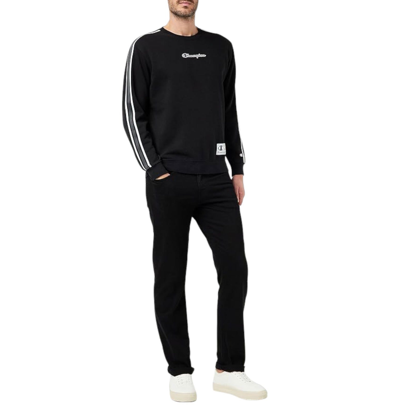 Champion Legacy Contrast Details Fleece Sweatshirt - Black - ViaductClothing -  -