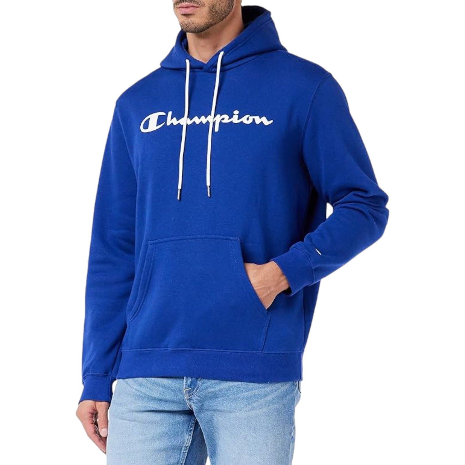Champion Legacy Script Logo Fleece Hoodie - Blue - ViaductClothing -  -