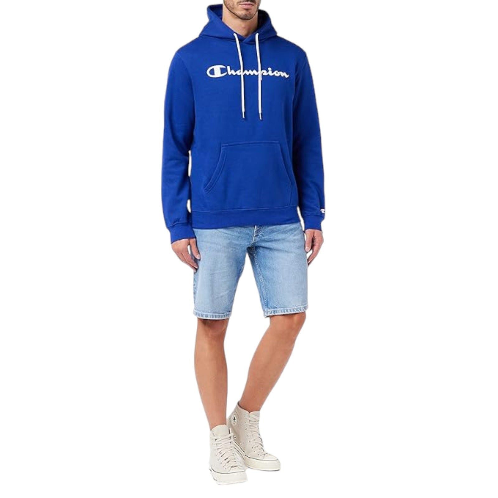 Champion Legacy Script Logo Fleece Hoodie - Blue - ViaductClothing -  -