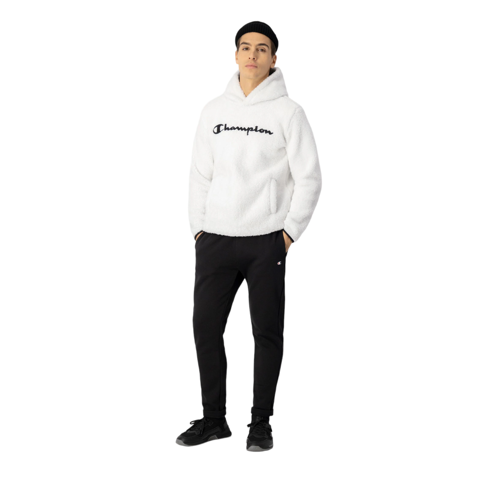 Champion Legacy Script Logo Polar Fleece Hoodie - White - ViaductClothing -  -