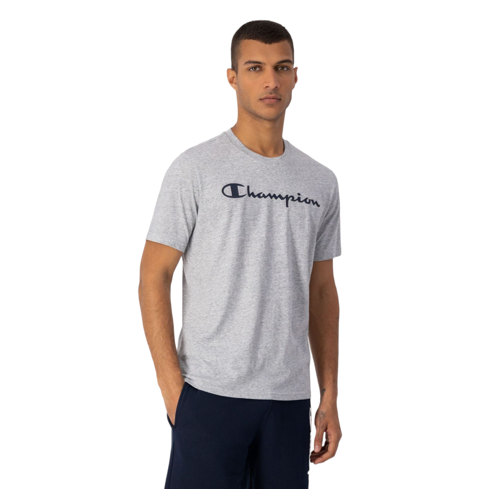Champion Legacy Spellout Big Logo Tee - Grey - ViaductClothing -  -