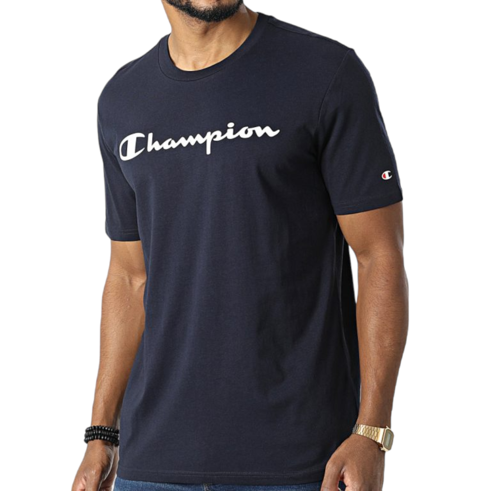 Champion Legacy Spellout Big Logo Tee - Navy - ViaductClothing -  -