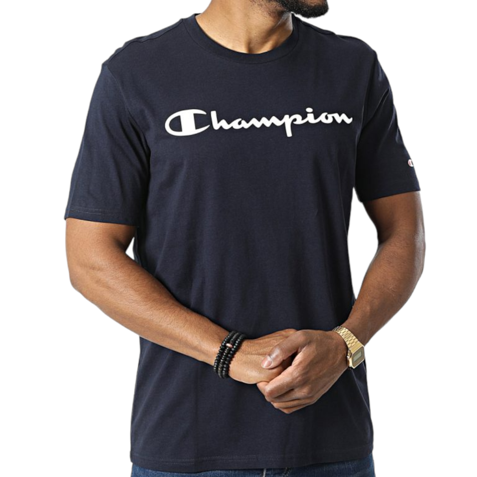 Champion Legacy Spellout Big Logo Tee - Navy - ViaductClothing -  -