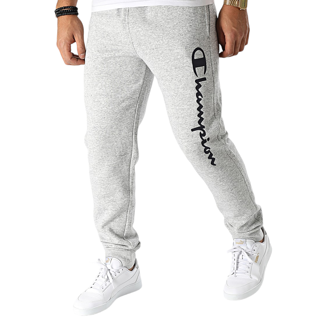 Champion Logo Fleece Joggers Sweat Pants - Grey - ViaductClothing - -