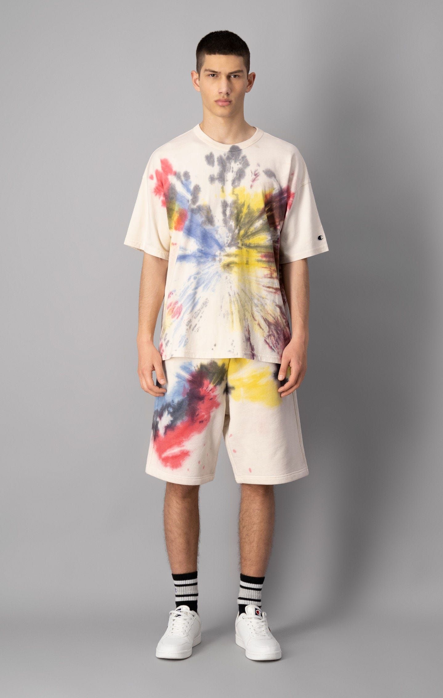 Champion Natural Tie Dye Raw Tee - Egret - ViaductClothing -  -