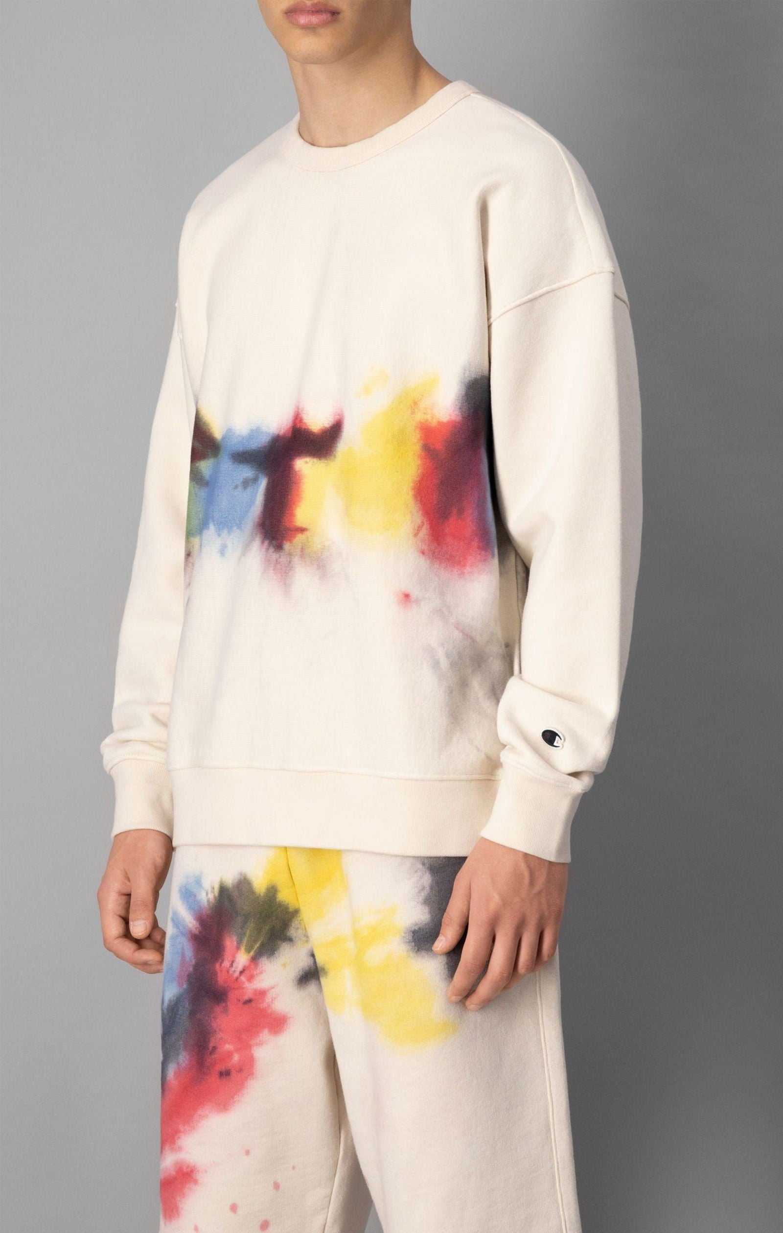 Champion Natural Tie Dyed Crew Neck Sweat - Egret - ViaductClothing -  -