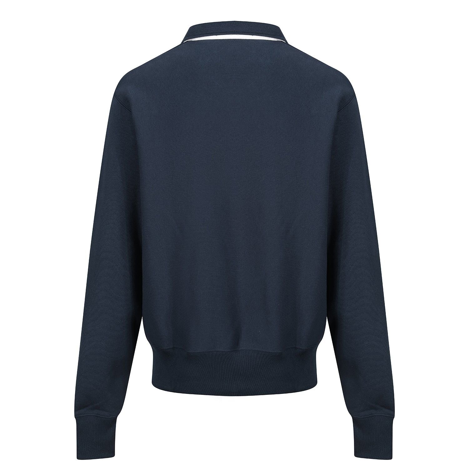 Champion Polo Neck Bookstore Spellout Logo Sweatshirt - Navy - ViaductClothing -  -