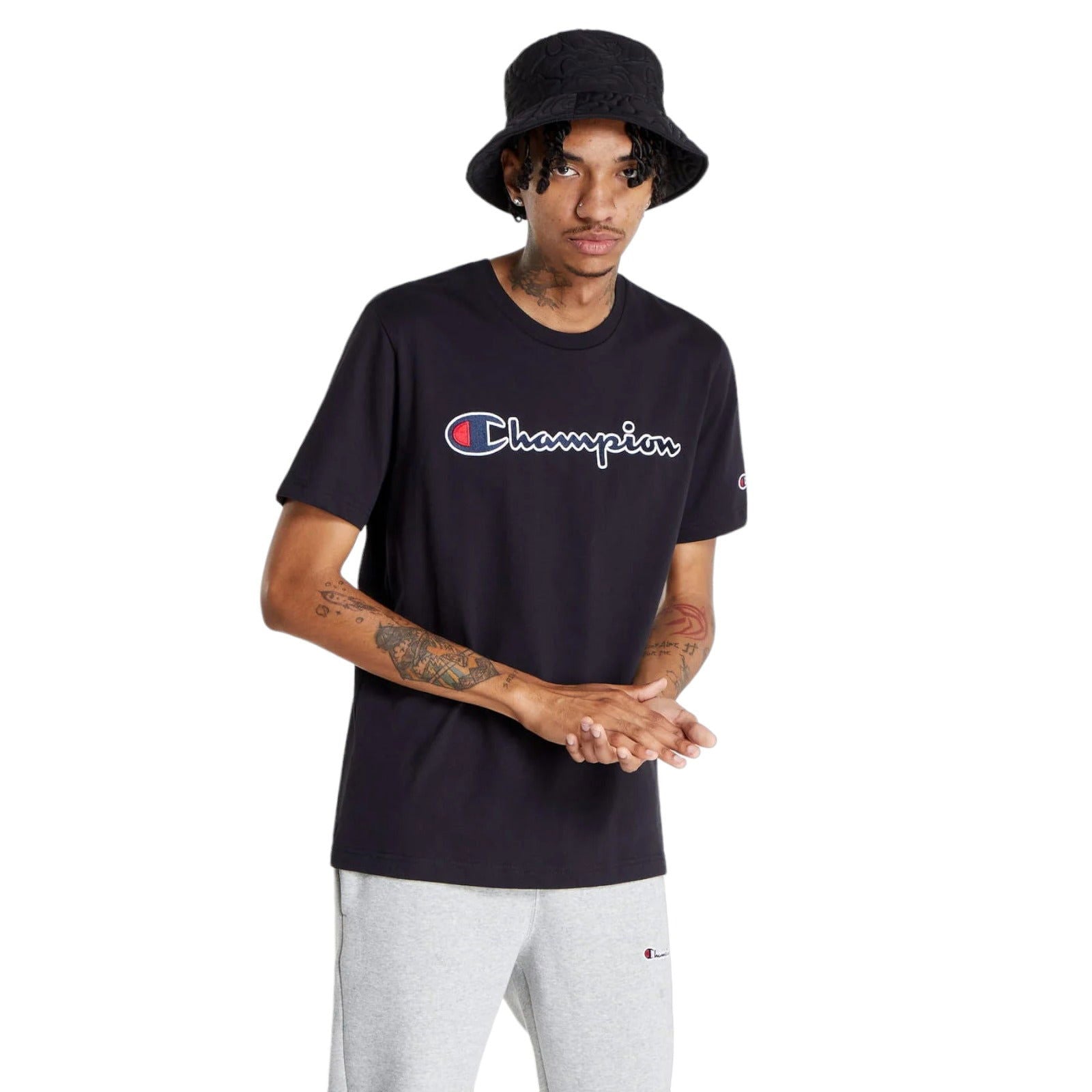 Champion Rochester Crewneck T-Shirt - Black - ViaductClothing -  -