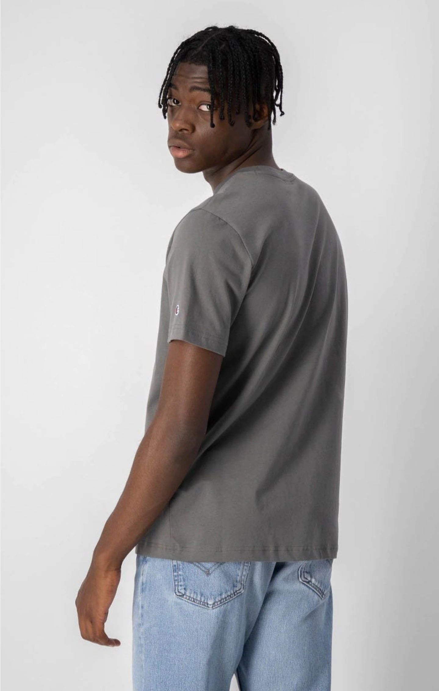 Champion Script Logo Spellout T-shirt - Grey - ViaductClothing -  -