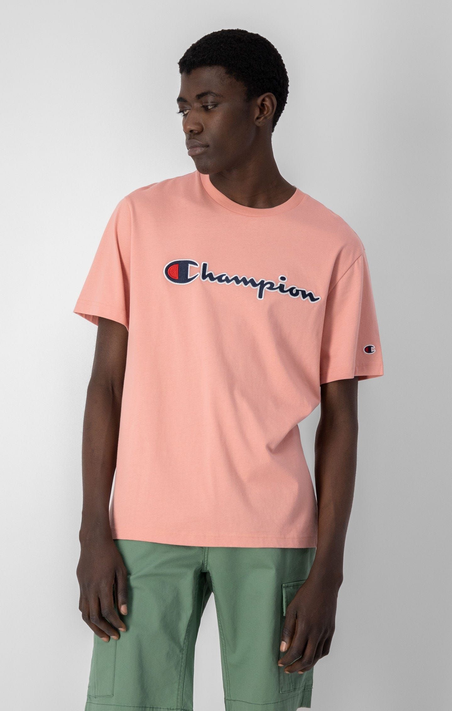Champion Script Spellout Logo T-shirt - Pink - ViaductClothing -  -