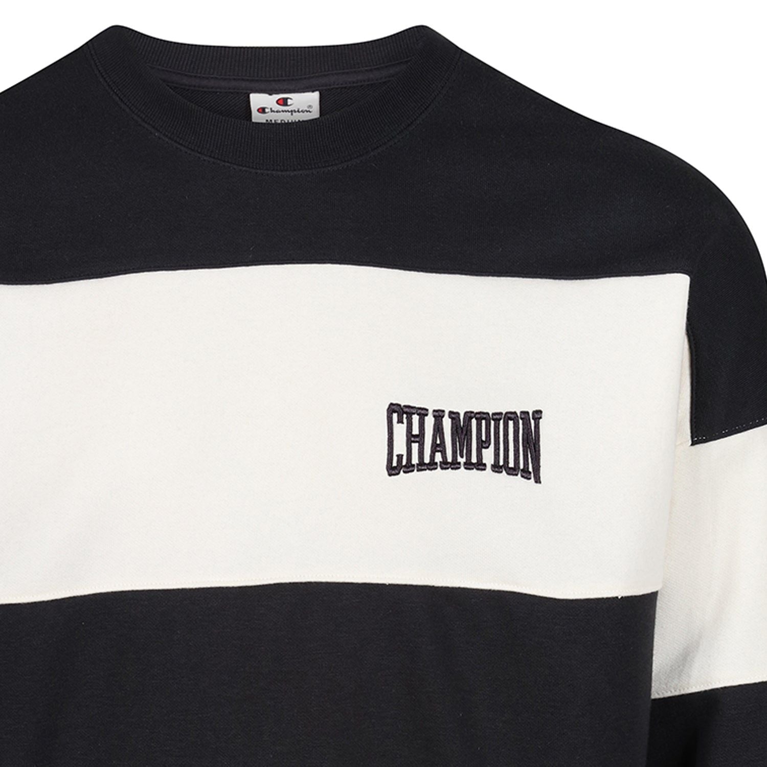 Champion Sweatshirt Preppy Bookstore Striped Logo Sweatshirt - Black White - ViaductClothing -  -