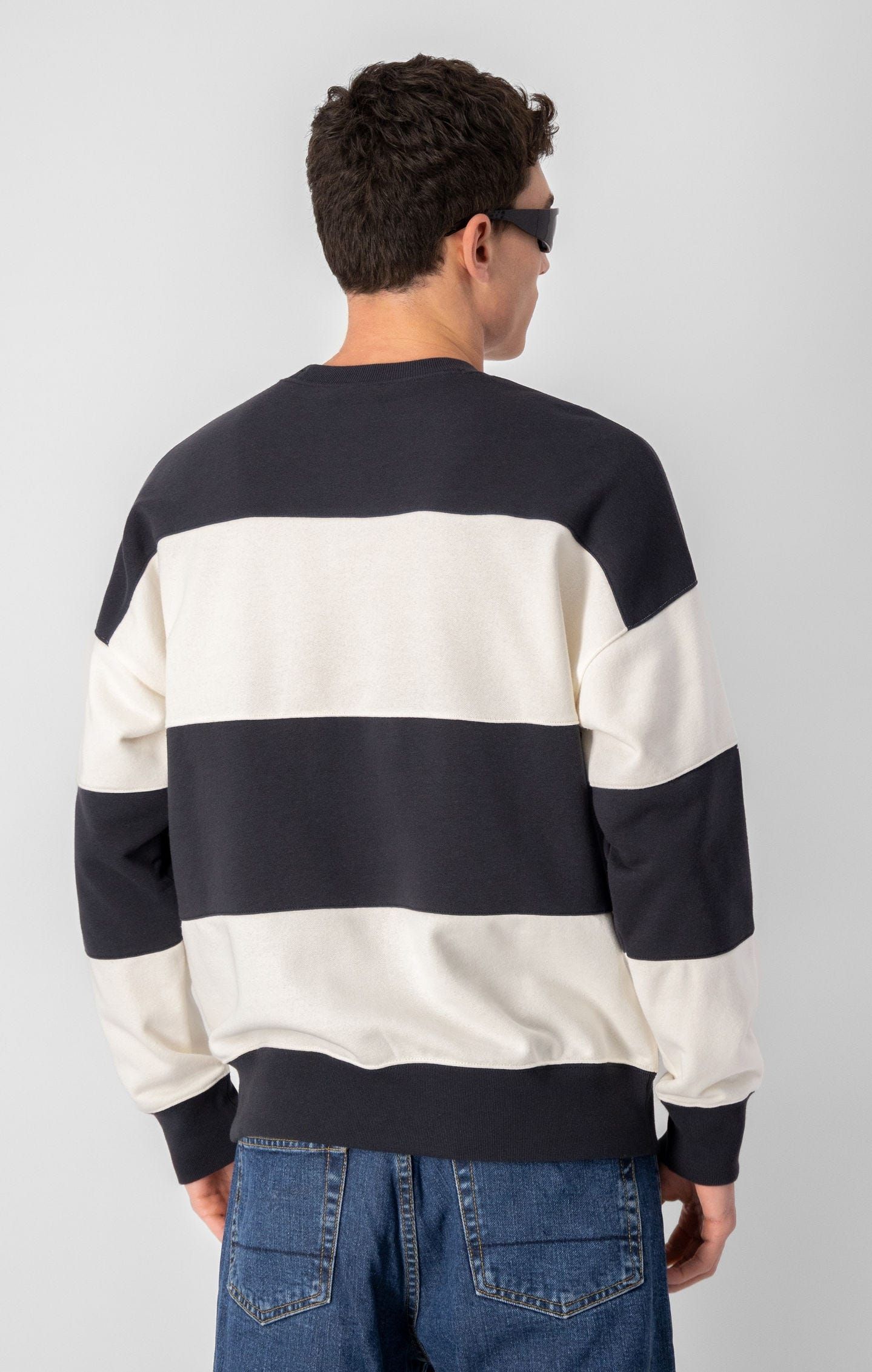Champion Sweatshirt Preppy Bookstore Striped Logo Sweatshirt - Black White - ViaductClothing -  -