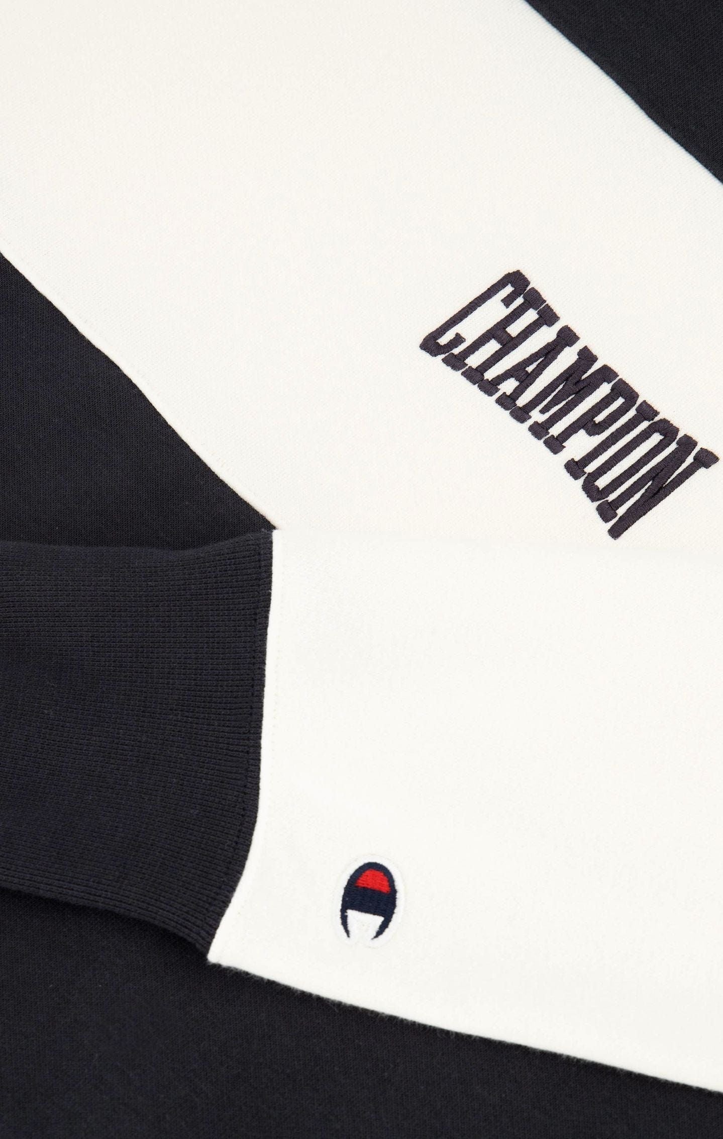 Champion Sweatshirt Preppy Bookstore Striped Logo Sweatshirt - Black White - ViaductClothing -  -