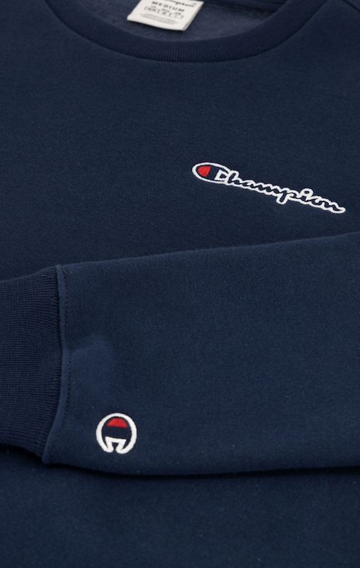 Champion Sweatshirt Small Script Logo Embroidery - Navy - ViaductClothing -  -