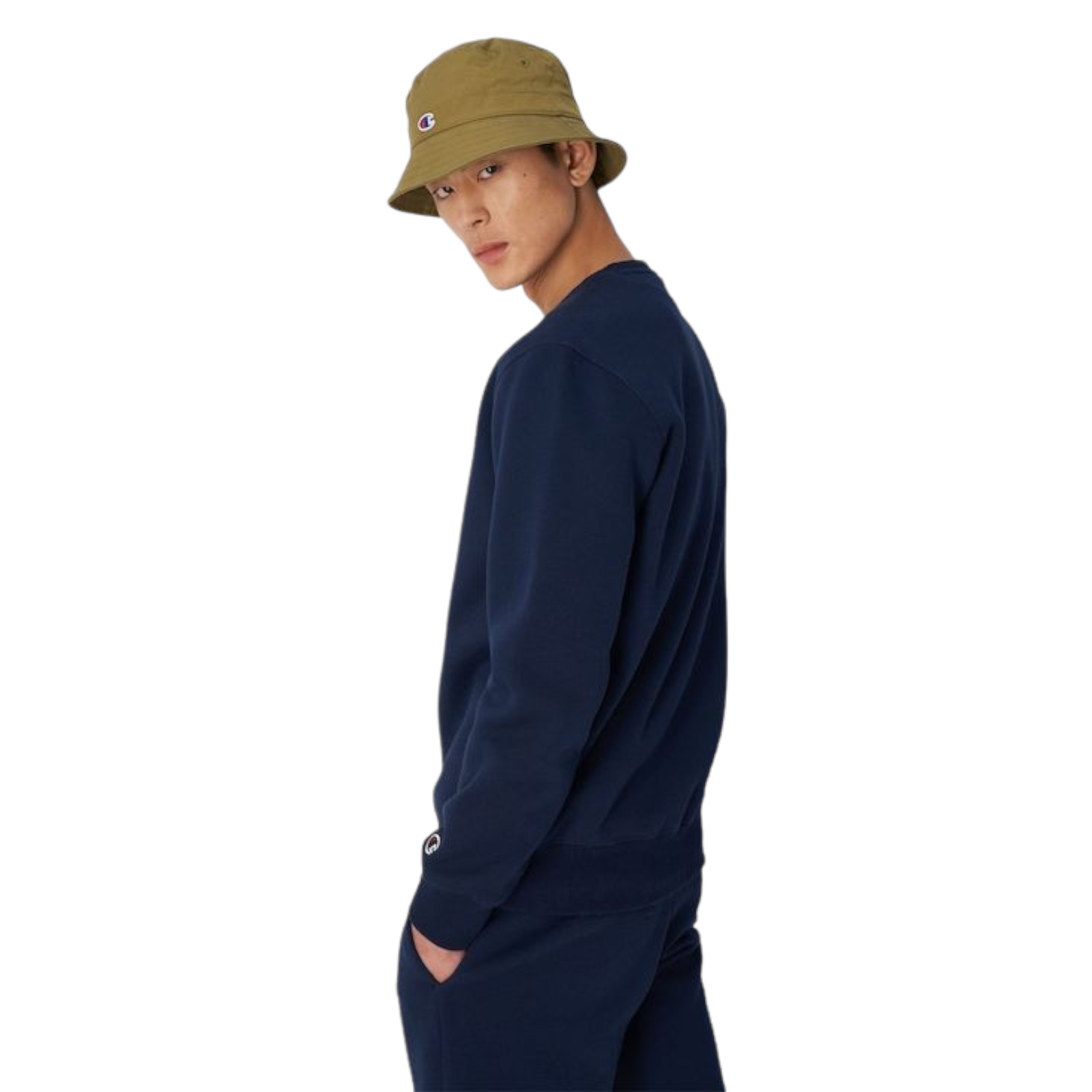 Champion Sweatshirt Small Script Logo Embroidery - Navy - ViaductClothing -  -