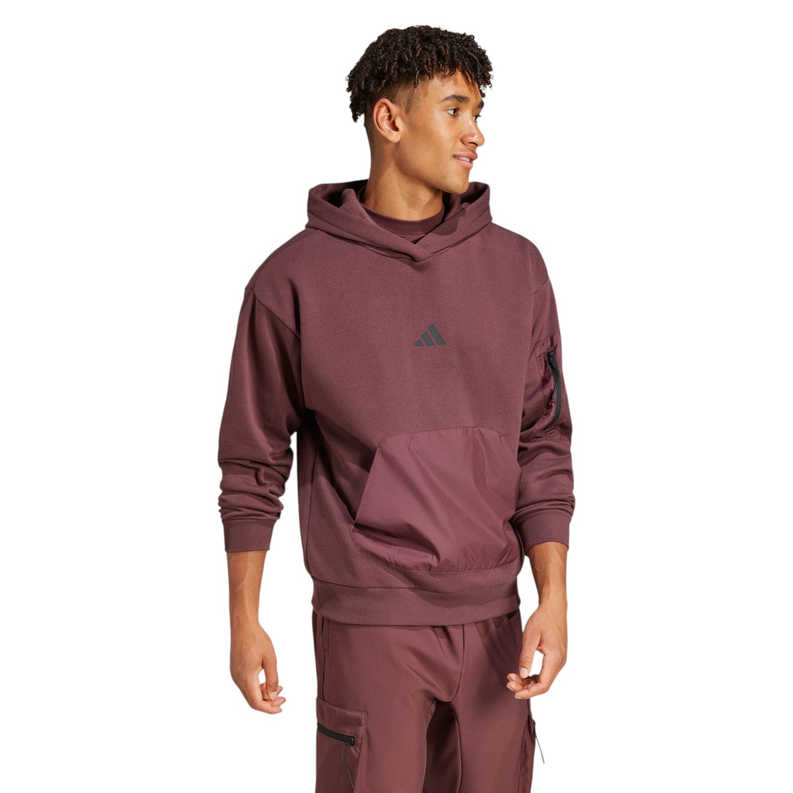 adidas Men's City Escape Fleece Hoodie - Burgundy