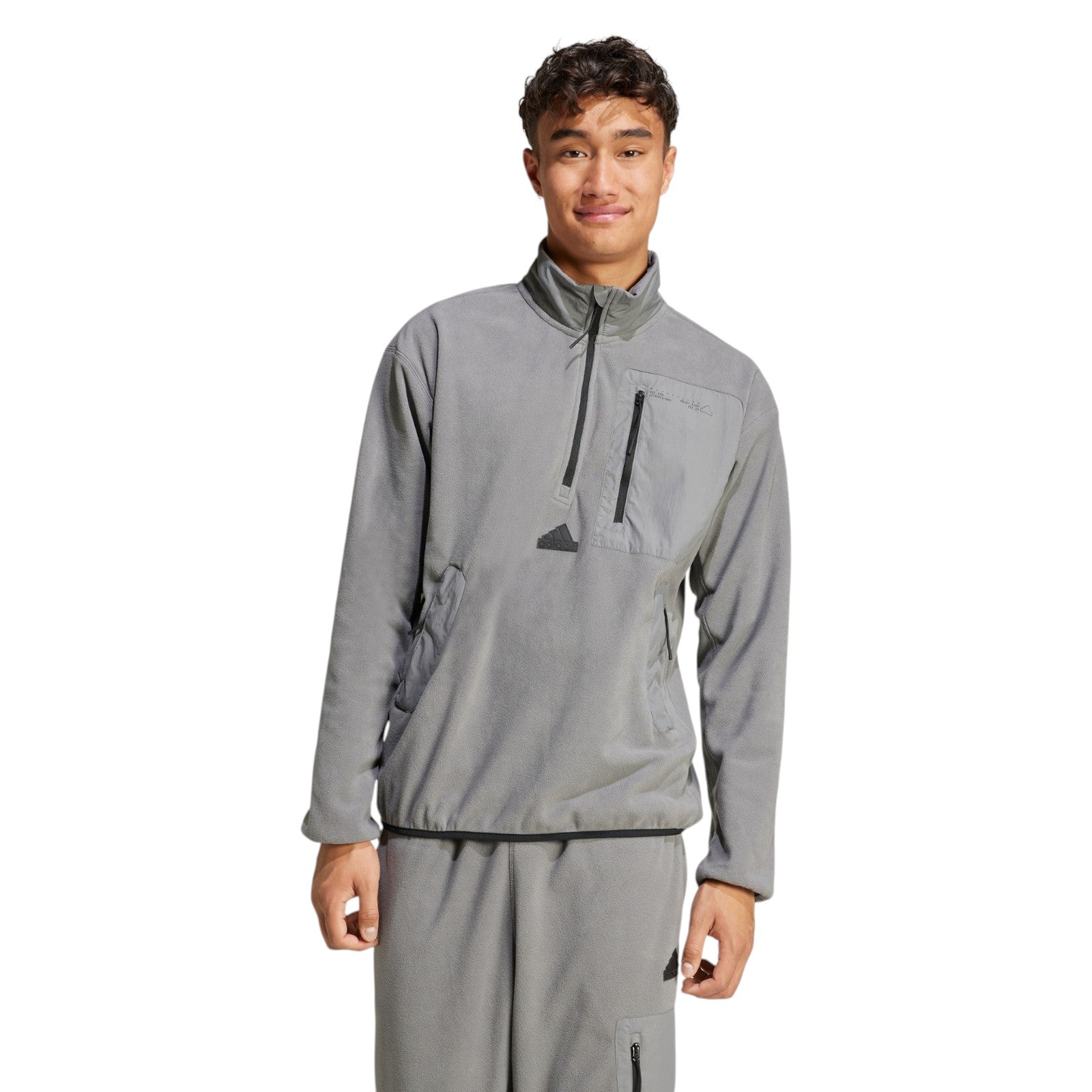 adidas Men's City Escape Polar Fleece 1/2 Zip Top - Grey