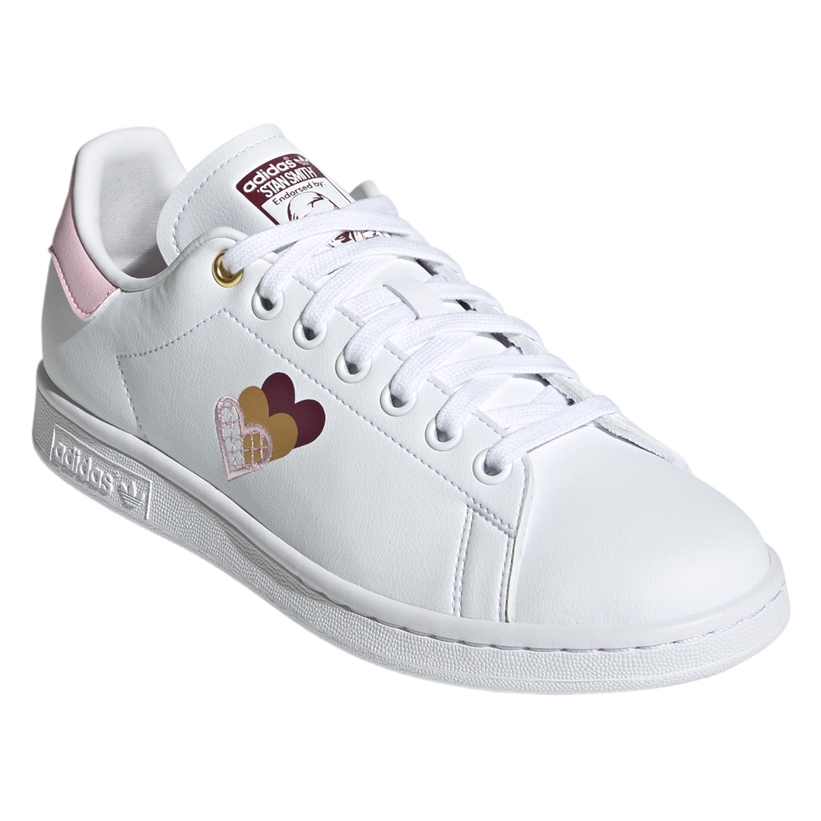 adidas Originals Womens Stan Smith Hearts Shoes - Cloud White / Clear Pink - ViaductClothing - -