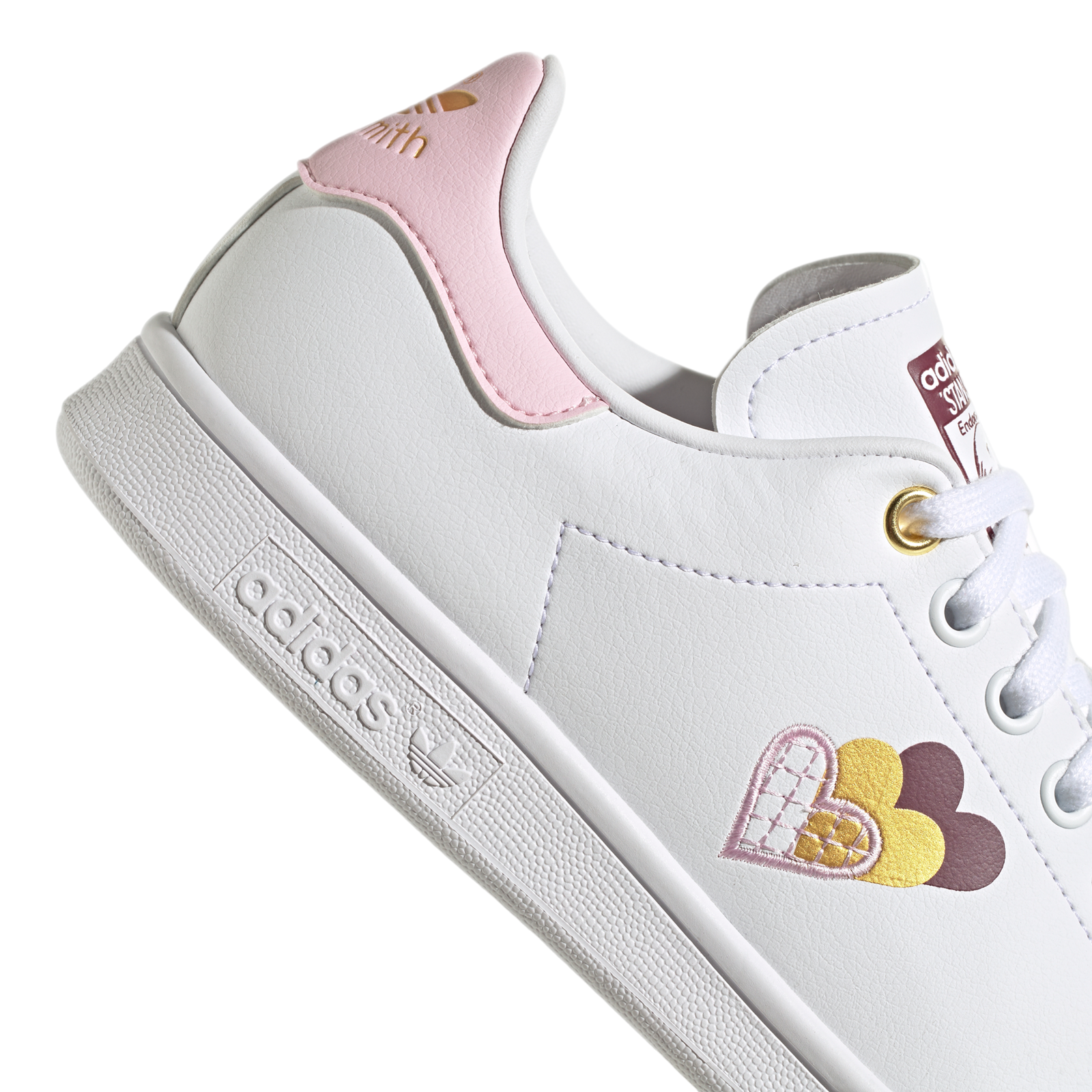 adidas Originals Womens Stan Smith Hearts Shoes - Cloud White / Clear Pink - ViaductClothing - -