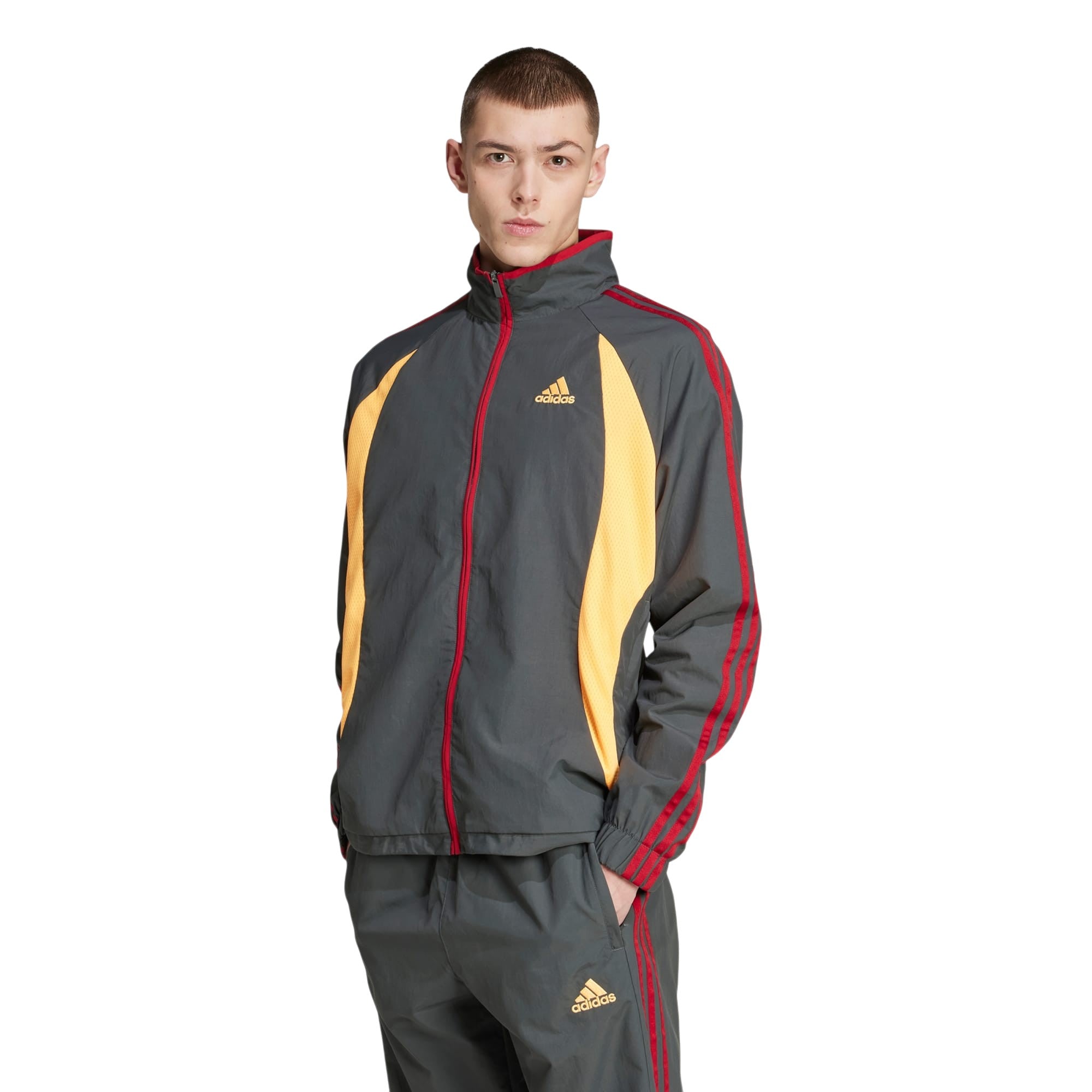 adidas Originals Men's Climacool Track Top - Grey Six / Flash Orange / Team Victory Red