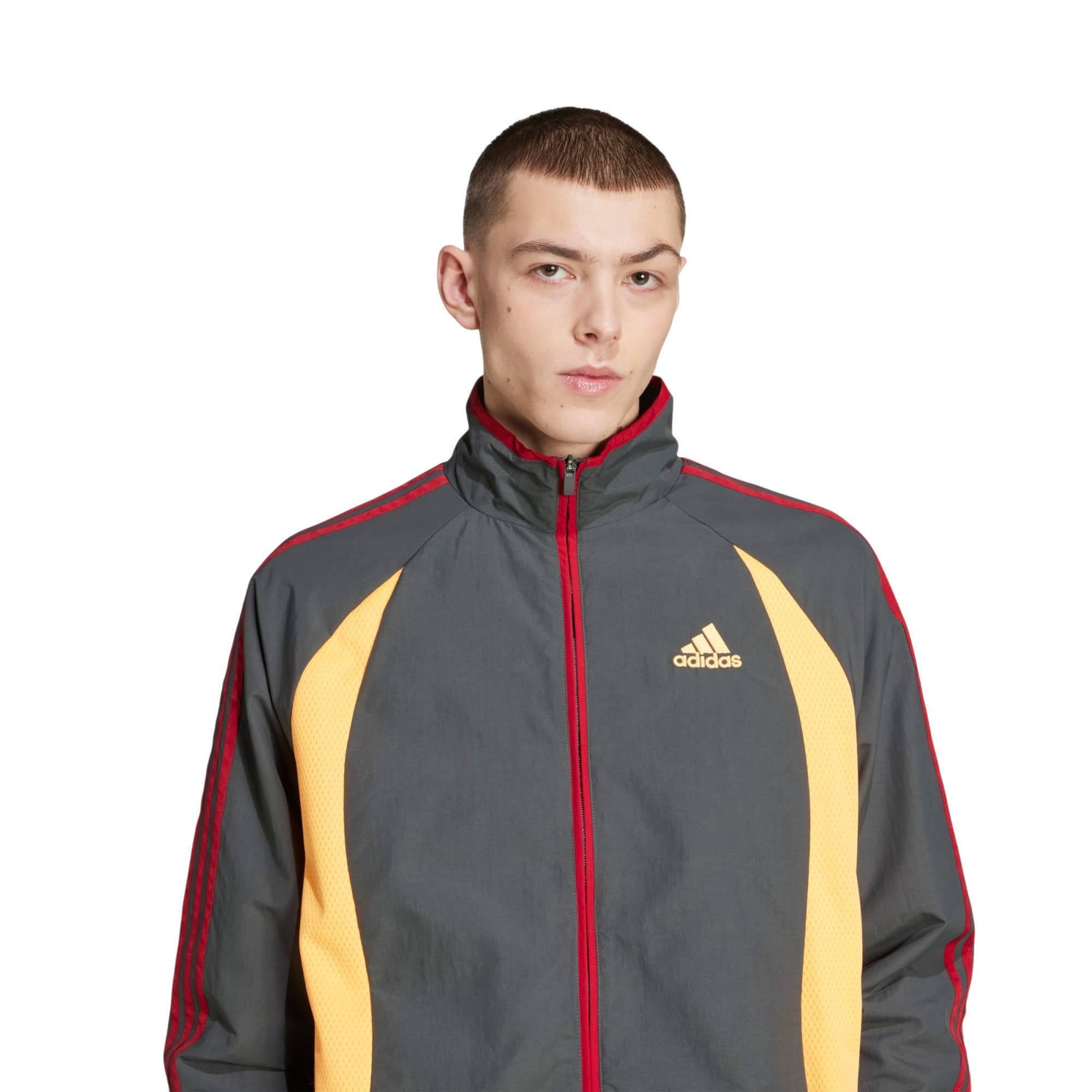 adidas Originals Men's Climacool Track Top - Grey Six / Flash Orange / Team Victory Red